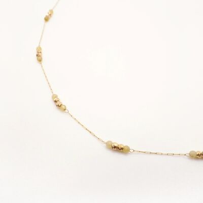 Gelbe Enea-Halskette: feine Goldkette und natürliche gelbe Achatsteine