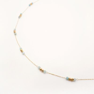 Collier Enea Turquoise : fine chaine or et pierres naturelles de Turquoise