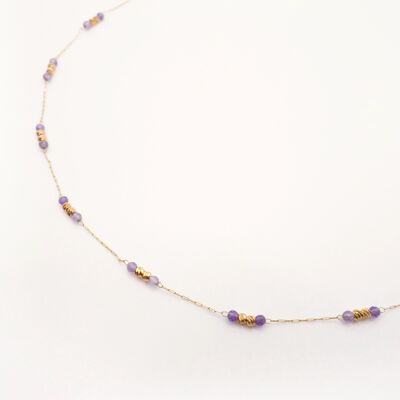 Enea Violet necklace: fine gold chain and natural Amethyst stones