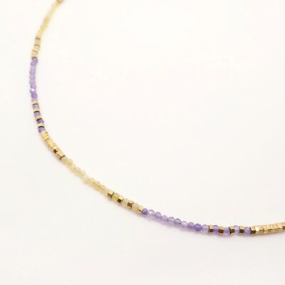 Nona-Halskette aus farbigen Perlen und feinem Goldverschluss