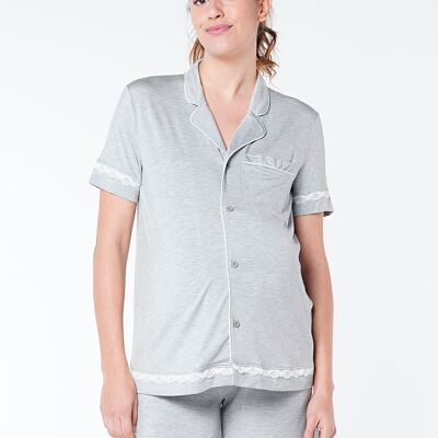 Pyjama grossesse et allaitement haut croisé – Gris