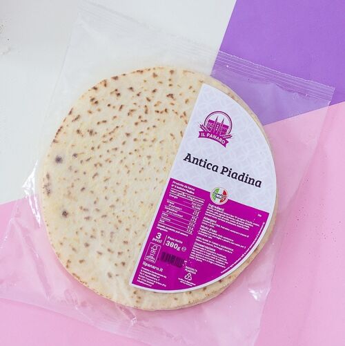 ANTICA PIADINA - Pane piatto per aperitivi, pasti veloci, da arrotolare e farcire. 3 pezzi per confezione