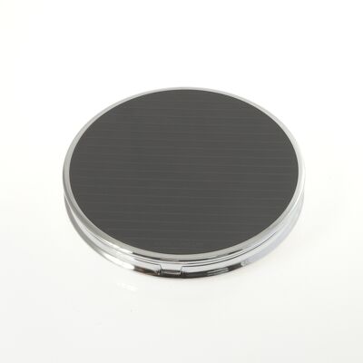Round travel two faces chromed magnifying make-up mirror