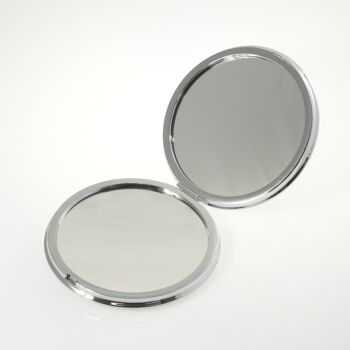 Miroir de courtoisie grossissant chromé deux faces rond de voyage 2