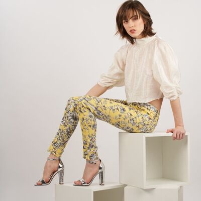 Pantaloni gialli con stampa floreale - Liya