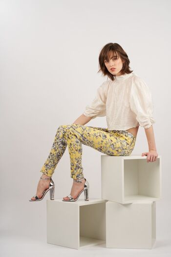 Pantalon imprimé floral jaune - Liya 1