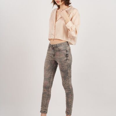 Jeans con stampa fogliame - Laure