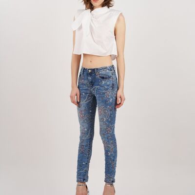 Jeans mit orientalischem Blumendruck - Taïs