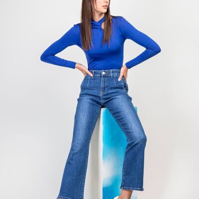 Jeans acampanados azul cintura alta - Betsy