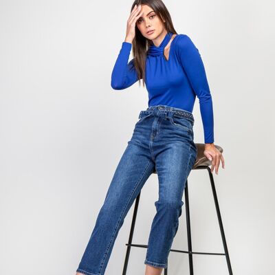 Jeans con cinturón trenzado - Lana