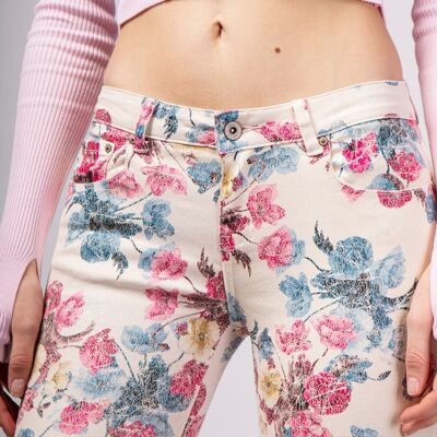 Pantalón rosa flores - Romantica