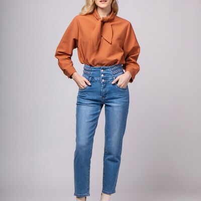 Jeans in vita con cintura intrecciata - Victoire