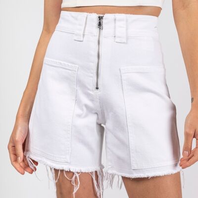 High-waisted flared shorts with zip - Mary
