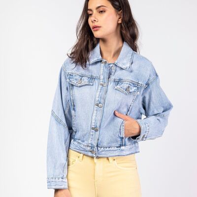 Übergroße, verkürzte Jeansjacke – Mike