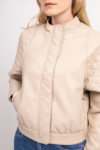 Blouson biker simili beige - Evan 3