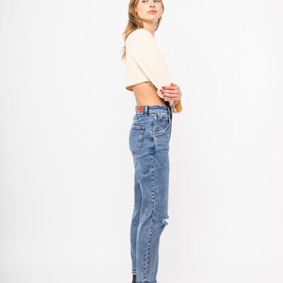 High waist mom jeans with holes - Vexy