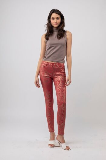Pantalon imprimé rouge - Solène 2