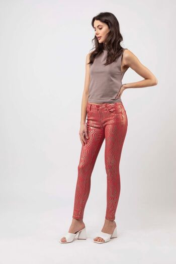 Pantalon imprimé rouge - Solène 5