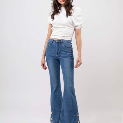 Jeans Path d'eph con dettaglio bottone oro - Solange