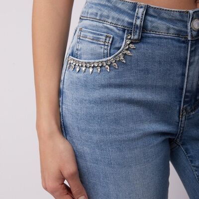 Jeans elasticizzati con dettaglio di cristalli - Karat