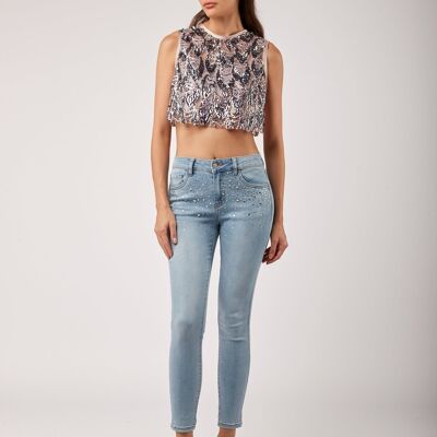 Slim jeans with rhinestone detail - Angel