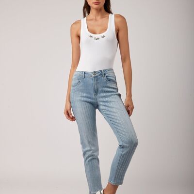 rhinestone striped jeans - Shine