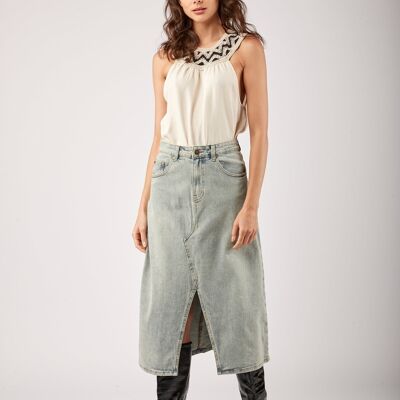 Slit denim skirt - Naty