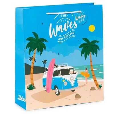 Volkswagen VW T1 Camper Bus Waves are Calling Gift Bag Extra Large