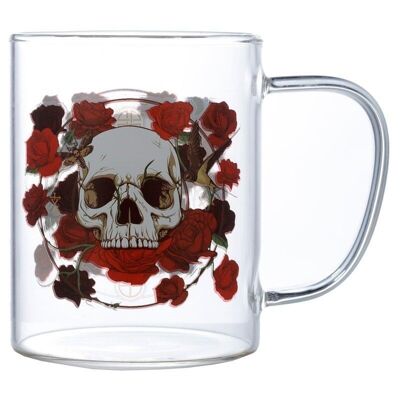 Skulls and Roses Glass Mug