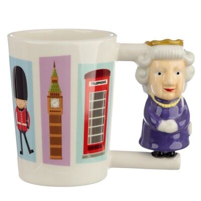 London Souvenir Queen Ceramic Shaped Handle Mug