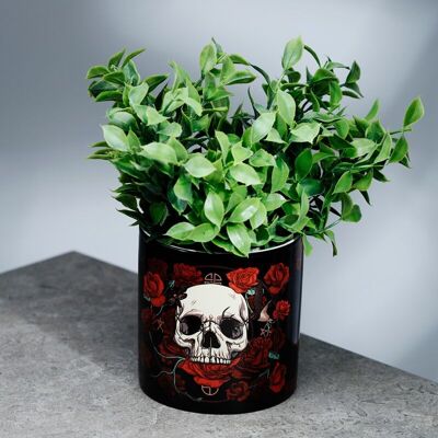 Vaso per piante da interno in ceramica Skulls & Roses grande