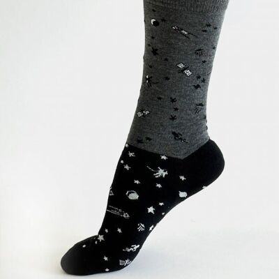 Cielo Space Colour Block Bamboo Socks - Grey