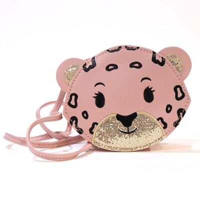 Bolso bandolera infantil - Léo el Leopardo rosa