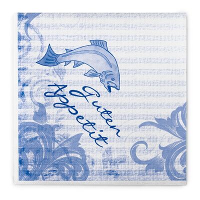 Servilleta pez en azul de Linclass® Airlaid 40 x 40 cm, 50 piezas
