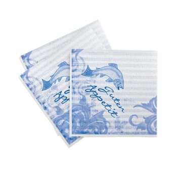 Serviette poisson en bleu de Linclass® Airlaid 40 x 40 cm, 50 pièces 2