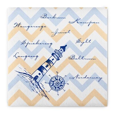 Napkin Maritime in blue from Linclass® Airlaid 40 x 40 cm, 50 pieces