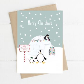 Carte de Noël pingouin