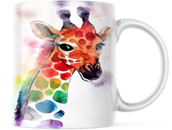 Tasse en céramique de café de thé d'aquarelle de couleur vive de girafe, tasse de girafe, tasse d'amoureux de girafe, cadeau d'amoureux de girafe, cadeau de girafe 4