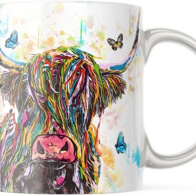 Brightly Coloured Highland Cow Tea Coffee Ceramic Mug, Highland Cow Mug, Scottish Mug, Highland Cows, Scottish Gift