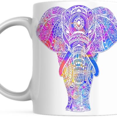 Tasse en céramique de café de thé d'éléphant de Mandala aux couleurs vives, tasse de Mandala, tasse d'éléphant, amoureux d'éléphant, cadeau d'éléphant, cadeau de Noel