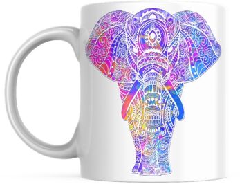 Tasse en céramique de café de thé d'éléphant de Mandala aux couleurs vives, tasse de Mandala, tasse d'éléphant, amoureux d'éléphant, cadeau d'éléphant, cadeau de Noel 1