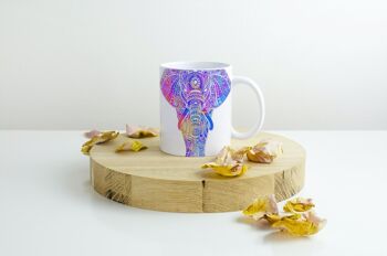 Tasse en céramique de café de thé d'éléphant de Mandala aux couleurs vives, tasse de Mandala, tasse d'éléphant, amoureux d'éléphant, cadeau d'éléphant, cadeau de Noel 3