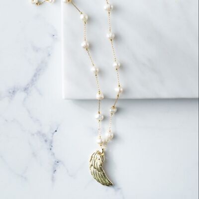 Angel wing pearl rosario