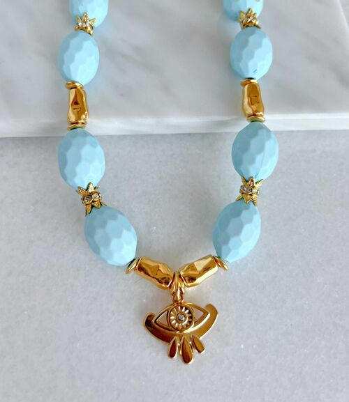 Baby blue bead eye necklace