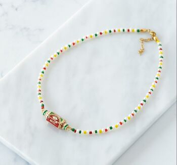 Collier de perles perlées avec pendentif Will roller rouge 1