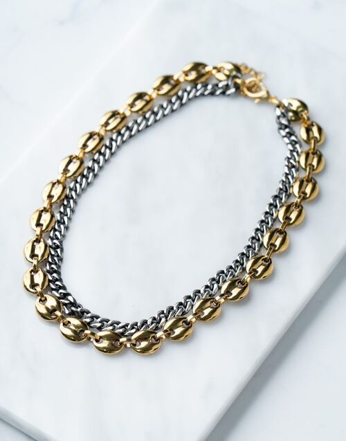 Black and gold chunky chain necklace
