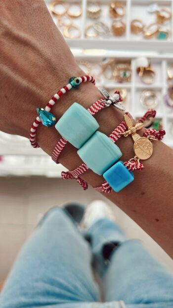 Bracelets mars perles bleues 3