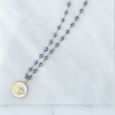 Blue evil eye chain with eye pendant