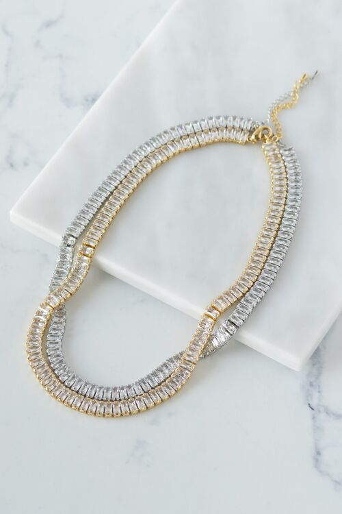 Clear zirgon crystal riviera necklace