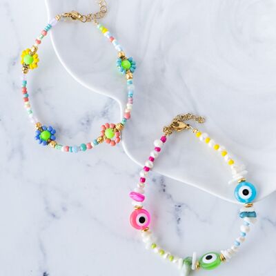 Colorful summer anklets